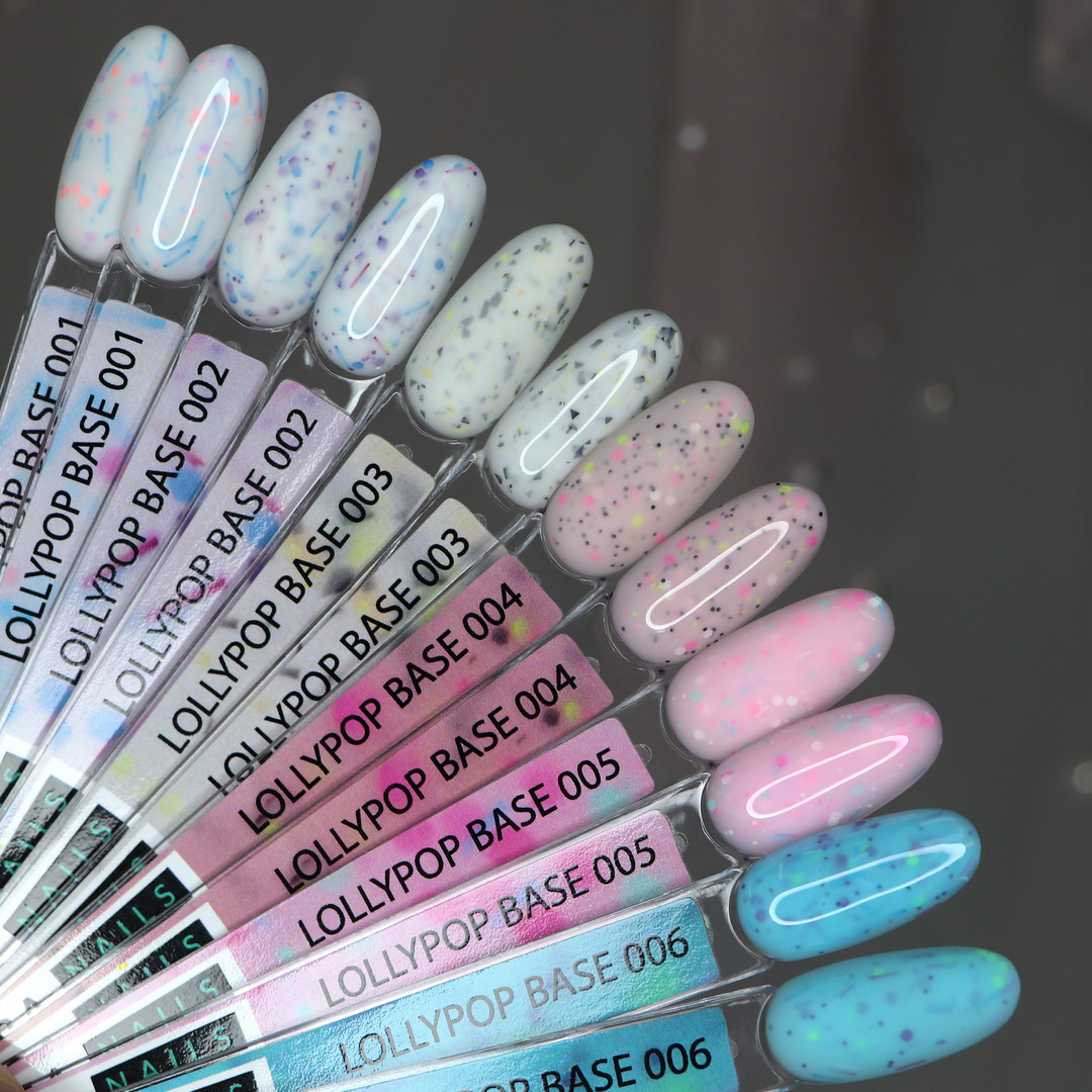 Kira Nails Lollypop Base №003 (молочный с серо-желтыми хлопьями), 6 мл