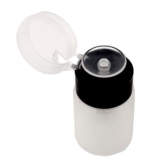 Plastic container with a plastic dispenser for liquids, black, 50 ml