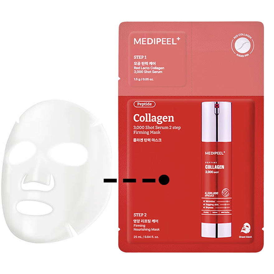 MEDI-PEEL Набір двоетапний сироватка і маска з колагеном і мікроголками Red Lacto Collagen 3000 Shot Serum 2 Step Mask, 1 шт