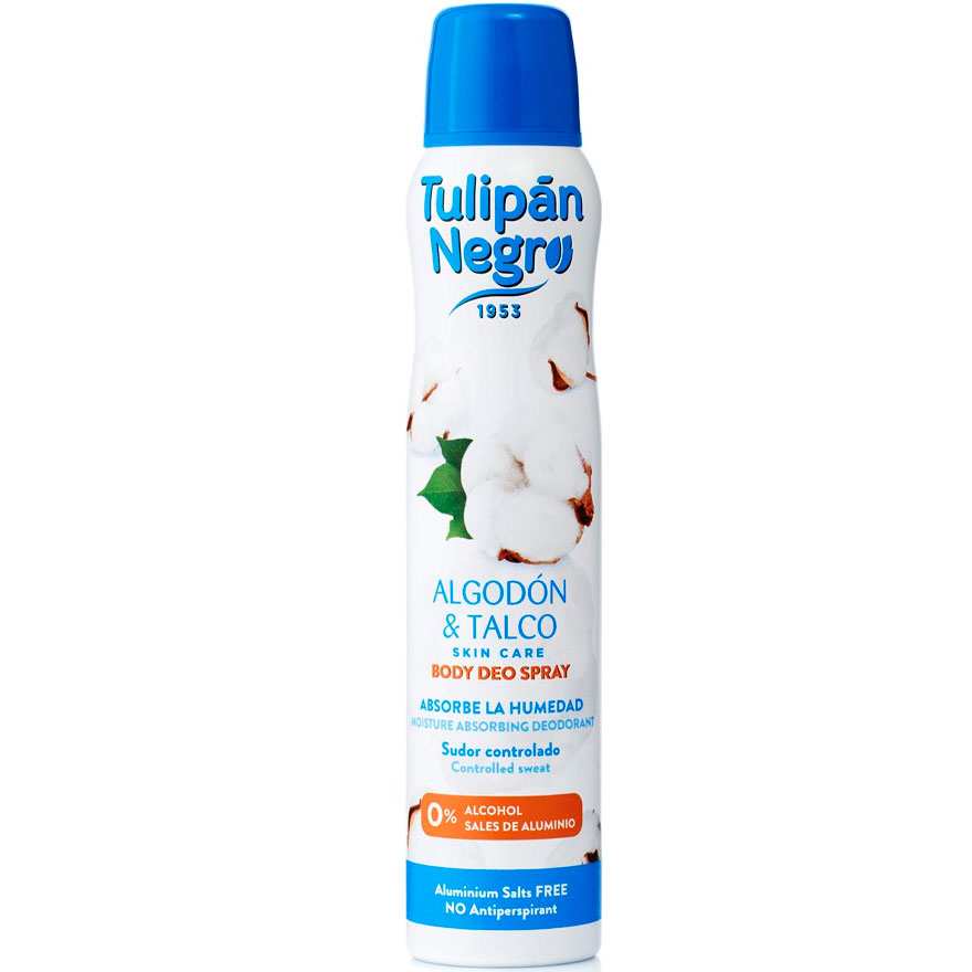 Tulipan Negro Deodorant spray Cotton and talc, 200 ml