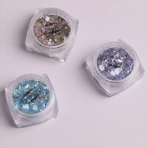 Komilfo sequins MIX chameleon 003, mix sizes, (silver / blue / purple), 1.5 g