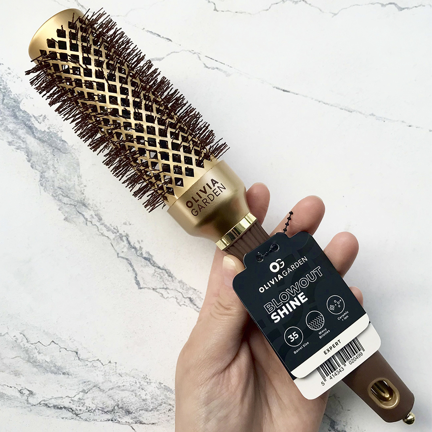 Olivia Garden Брашинг термо EXPERT BLOWOUT SHINE Wavy Bristles Gold&Brown 35