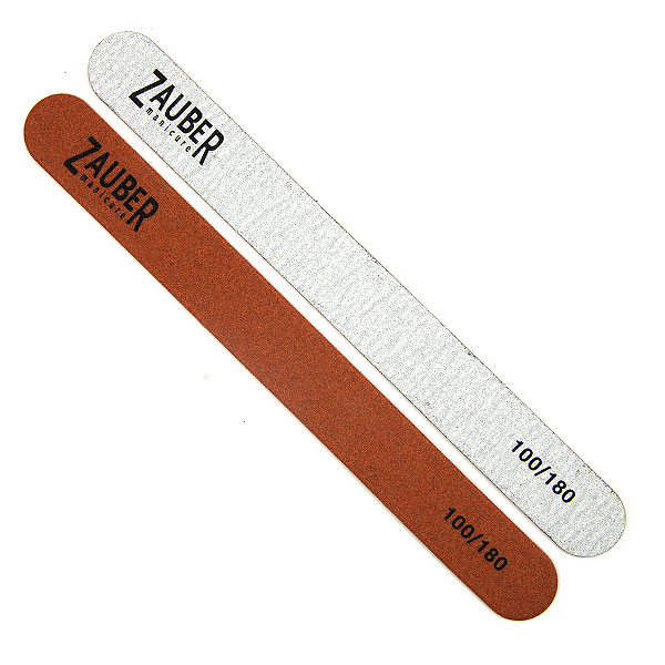 Zauber files straight narrow 100/180 for natural and artificial nails, 2 pcs. packaged