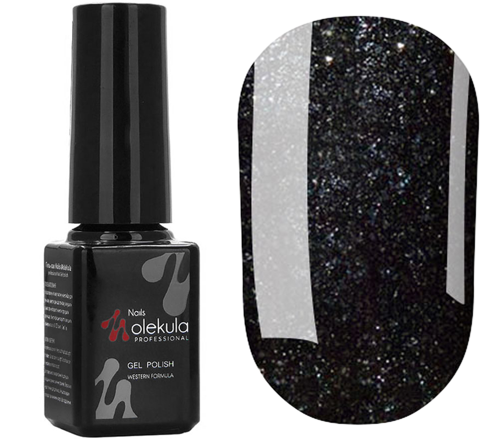 Gel polish Molekula No. 121 (black pearl, microshine), 6 ml