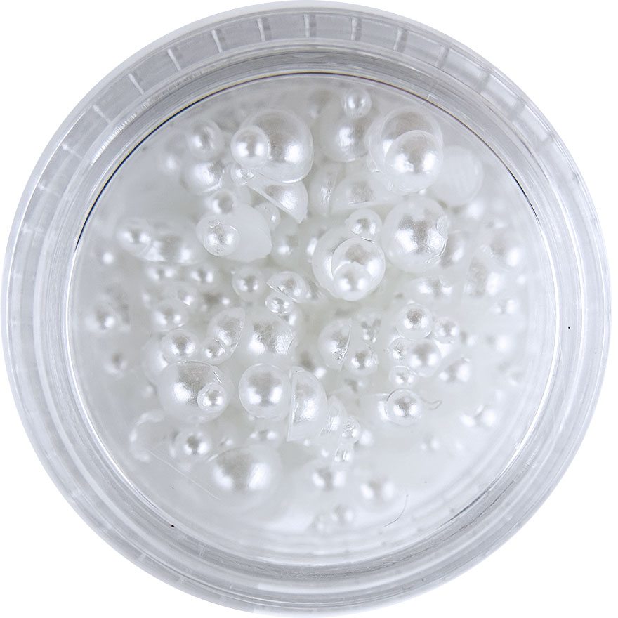 Nail decor pearls, halves White, 2.5 g, Mix, (in a container) Nail decor pearls, halves White, 2.5 g, Mix, (in a container)