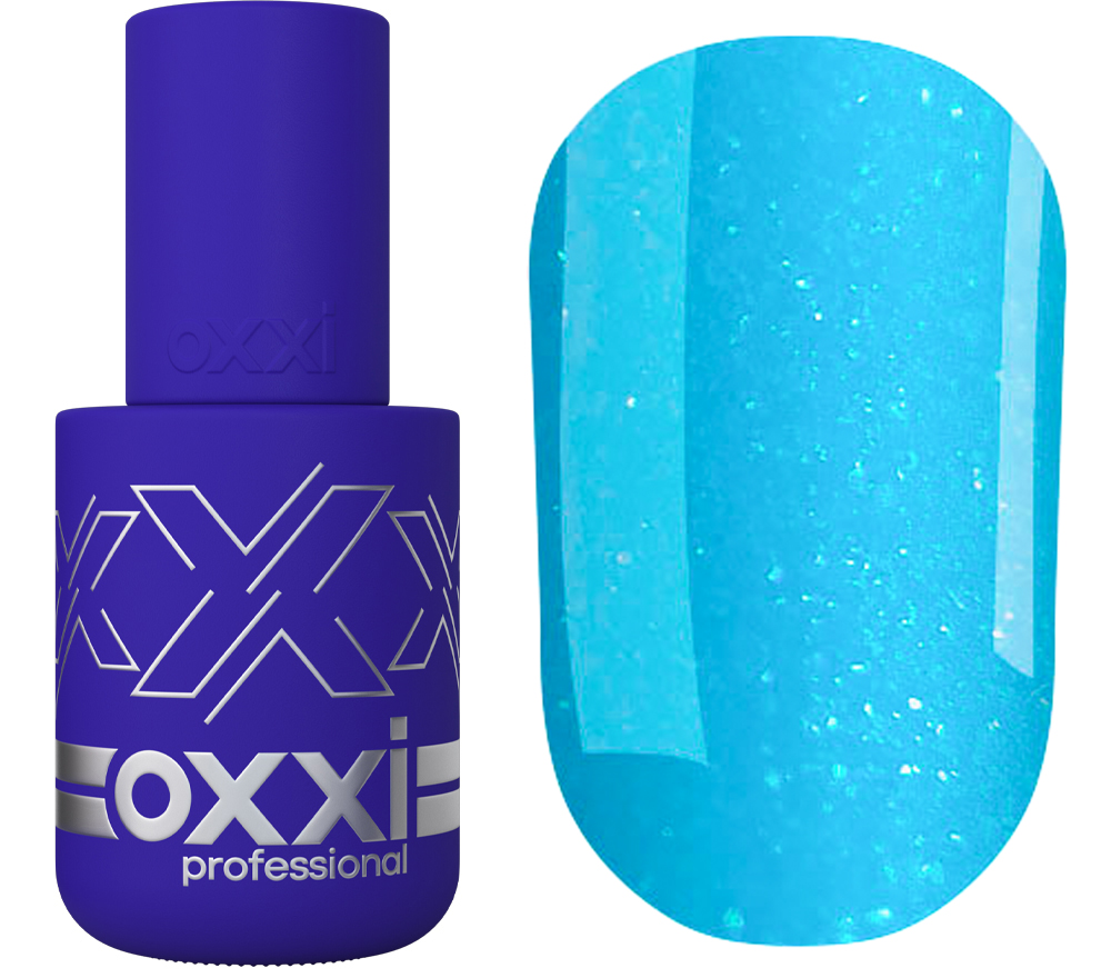 OXXI Гель-лак для ногтей №152 (яркий голубой с микроблеском), 10 мл