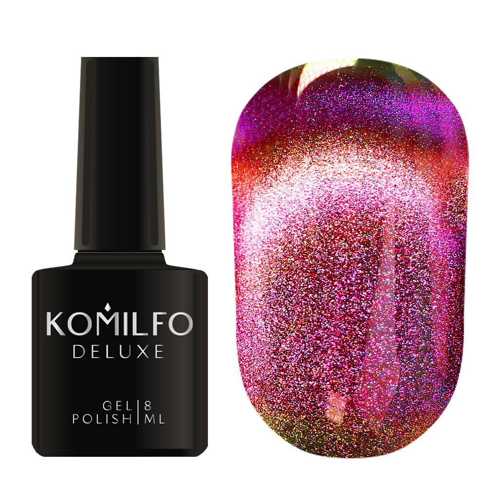 Komilfo 9D Cat's eye 003 gel varnish (purple-copper, magnetic), 8 ml