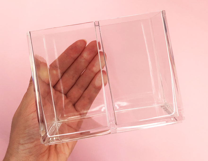 File and brush holder double, square transparent