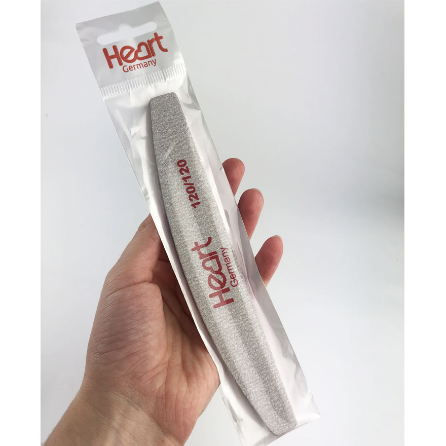 Пилка для ногтей HEART Half 120/120, полукруг, серая