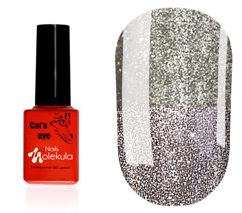 Гель-лак Molekula FLASH Effect Cat's eye FC01, 6 мл (сріблястий, світловідбиваючий, магнітний)
