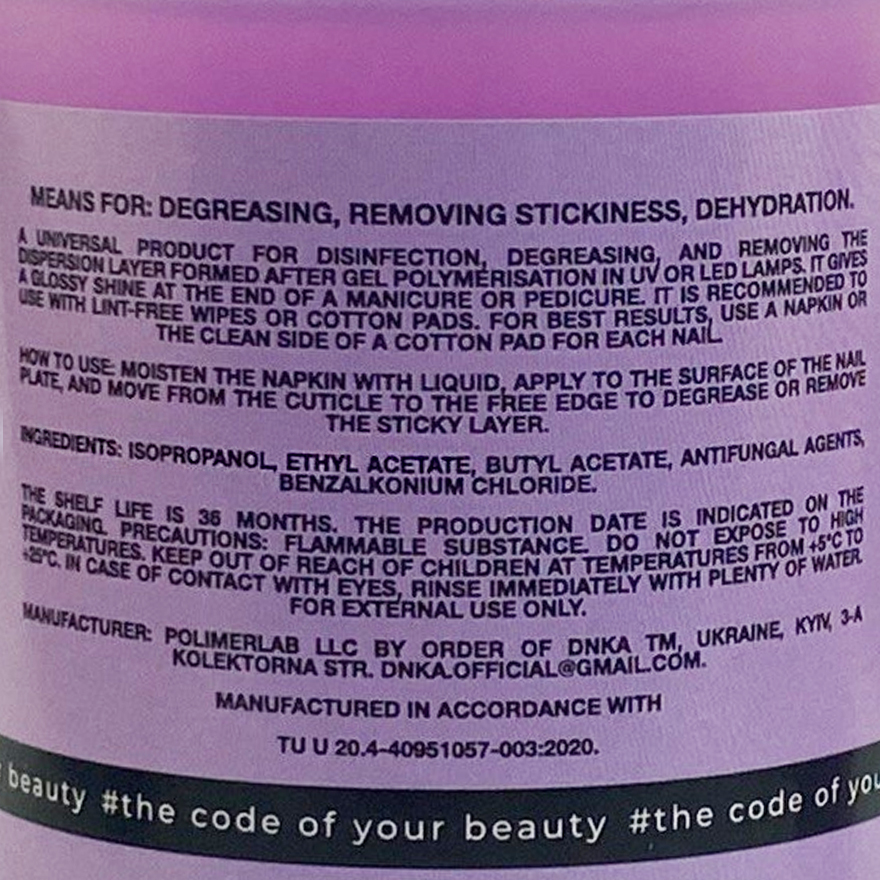 DNKa Disinfectant, degreasing and removing sticky layer 3in1 Prep&Cleanser, 150 ml