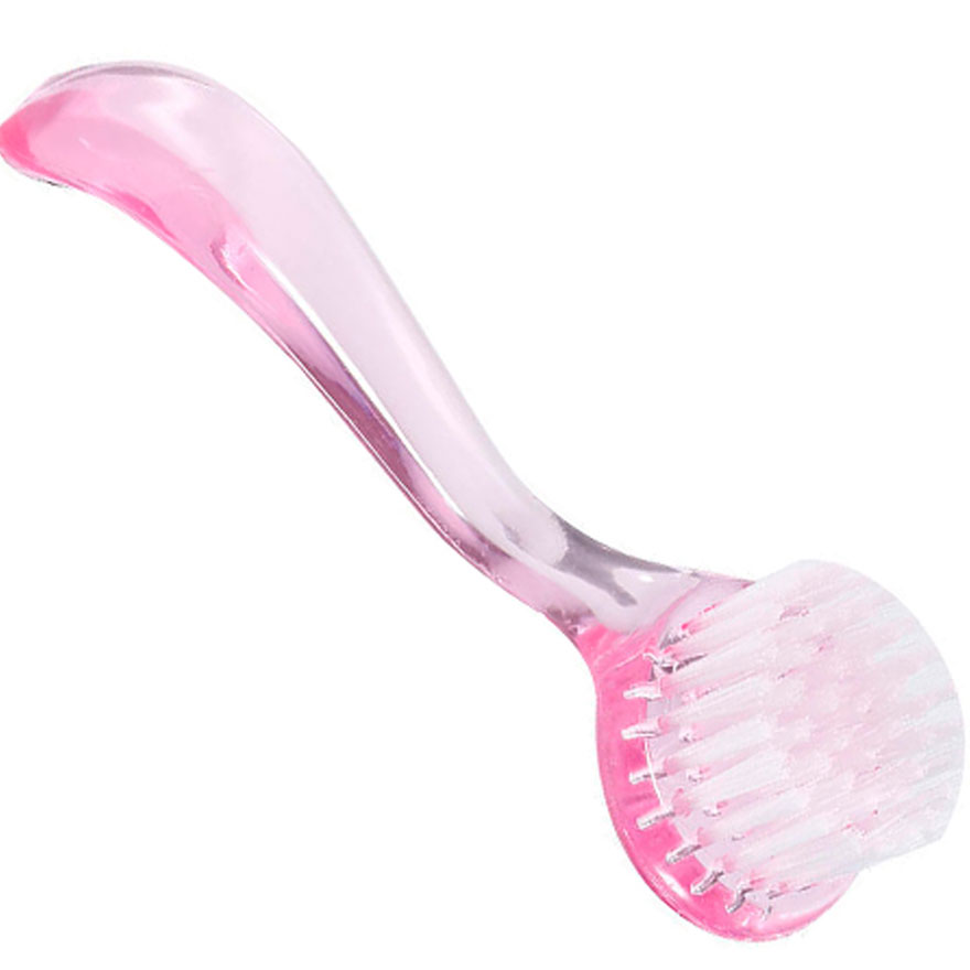 Dust brush, for nails, with handle, round, pink Dust brush, for nails, with handle, round, pink