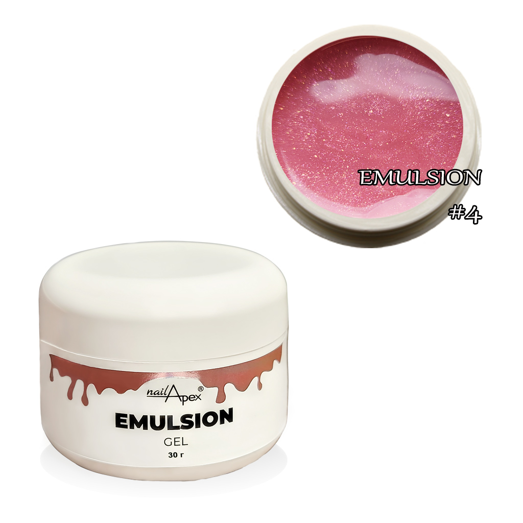 NailApex liquid modeling gel Emulsion №4 (translucent pink with gold microshine), 30 g