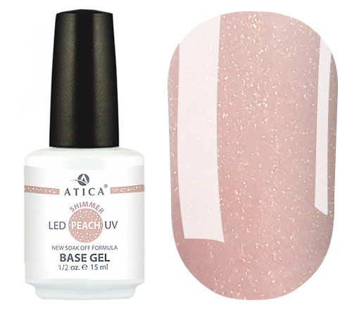 Каучукова база Base Gel Atica Peach Shimmer (персиковий), 15 мл Каучукова база Base Gel Atica Peach Shimmer (персиковий), 15 мл
