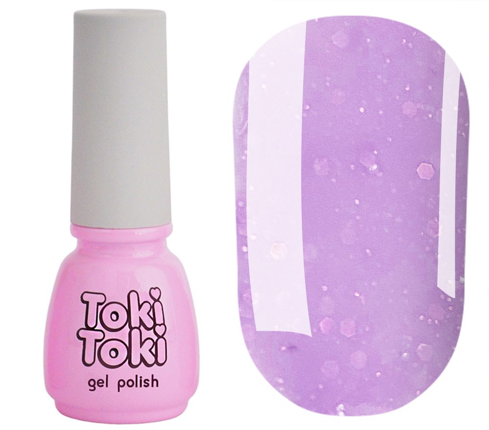 Toki Toki Gel nail polish Fairytale FT06 (lilac with flakes and glitter), 5 ml