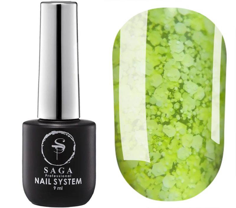 SAGA professional Gel Polish Marmalade 1 (green-yellow with flakes), 9 ml