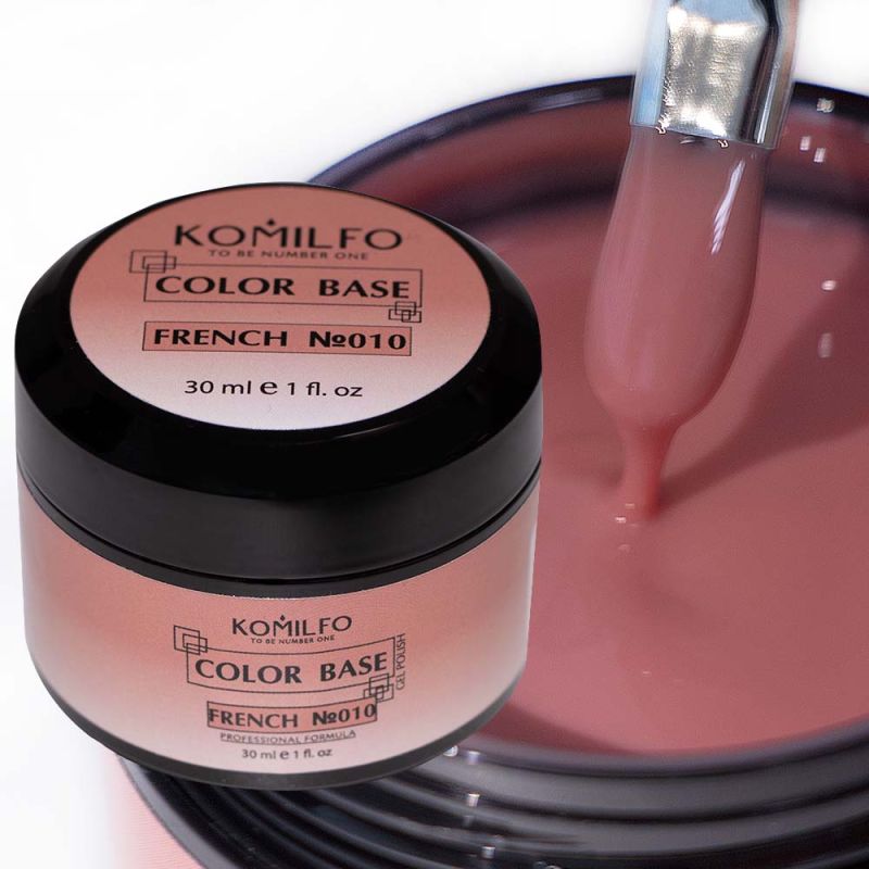 Komilfo Color Base French 010 (pastel coral), 30 ml (without brush)
