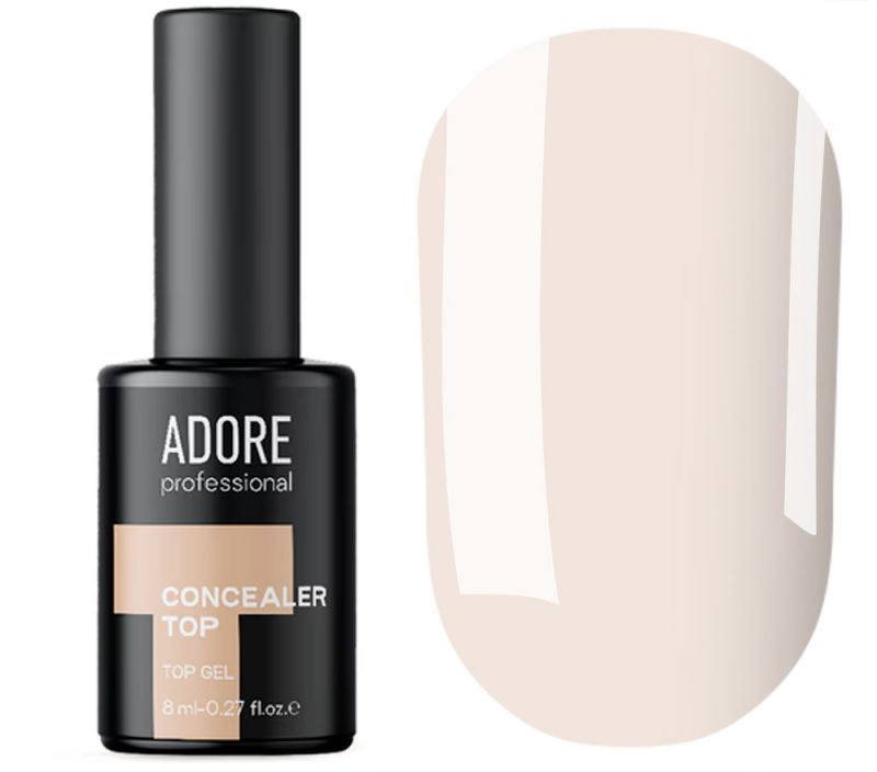 ADORE Сoncieler top coat No. 005 (baked milk) - camouflage top without a sticky layer with a UV filter, 7.5 ml