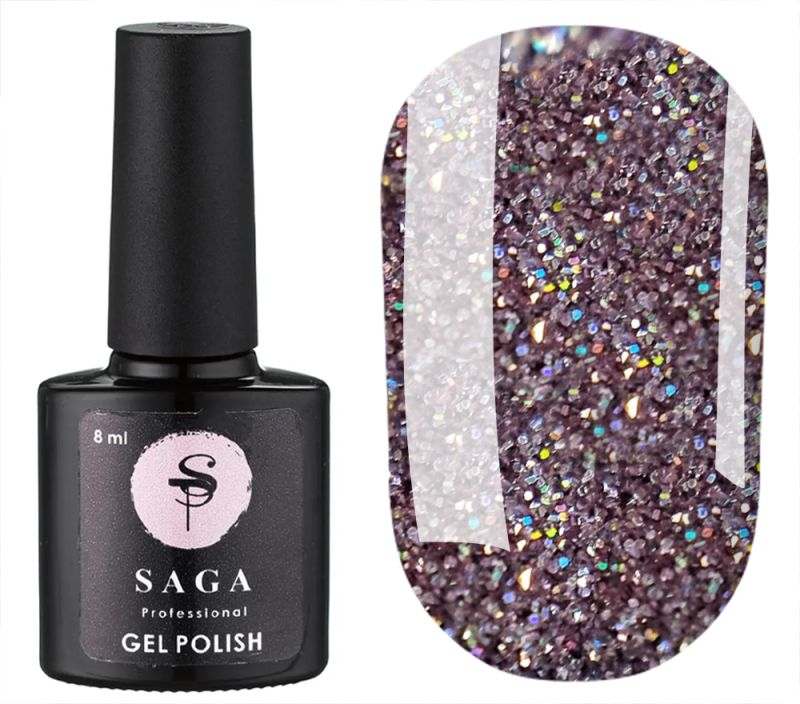 SAGA professional Гель-лак Fiery gel 14 (голографический нежно-розовый с микроблеском, светоотражающий), 8 мл