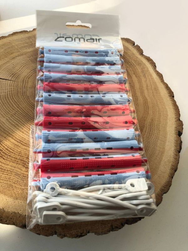Comair Cold curlers, long, 2-color, with rubber band (pack of 12 pcs.), d 11mm