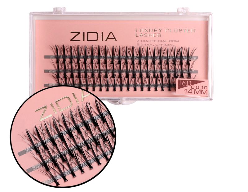 ZIDIA Cluster lashes Ресницы-пучки 16D KIM C 0,10 (3 ленты, размер 14 мм)
