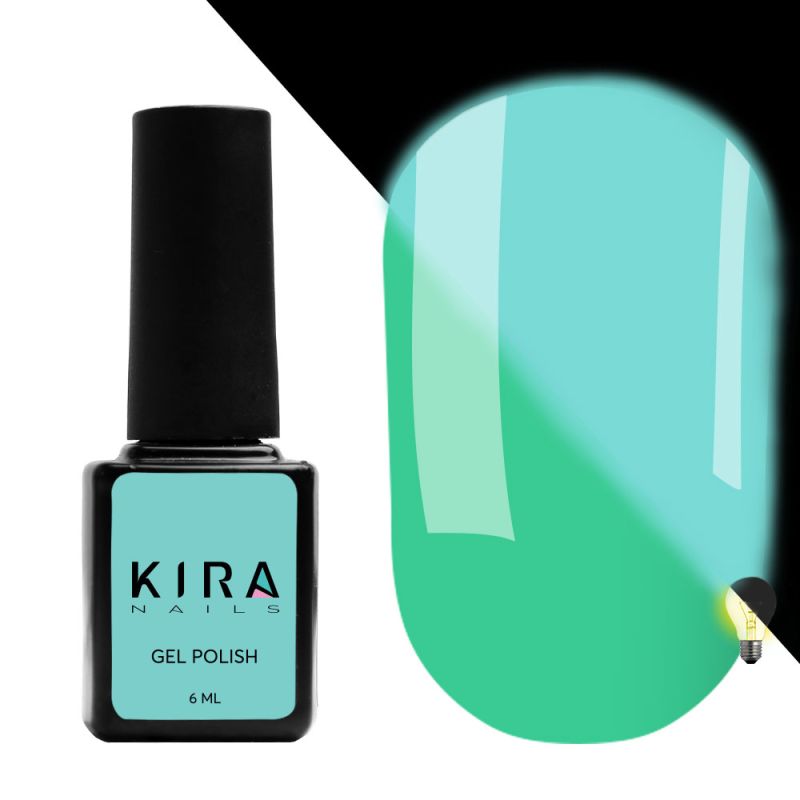 Гель-лак Kira Nails FLUO 011 (мятный, флуоресцентный), 6 мл