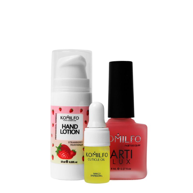 Komilfo Gift Hand Lotion Strawberry 10ml, Nail Fix Retinyl 8ml & Cuticle Oil 2ml