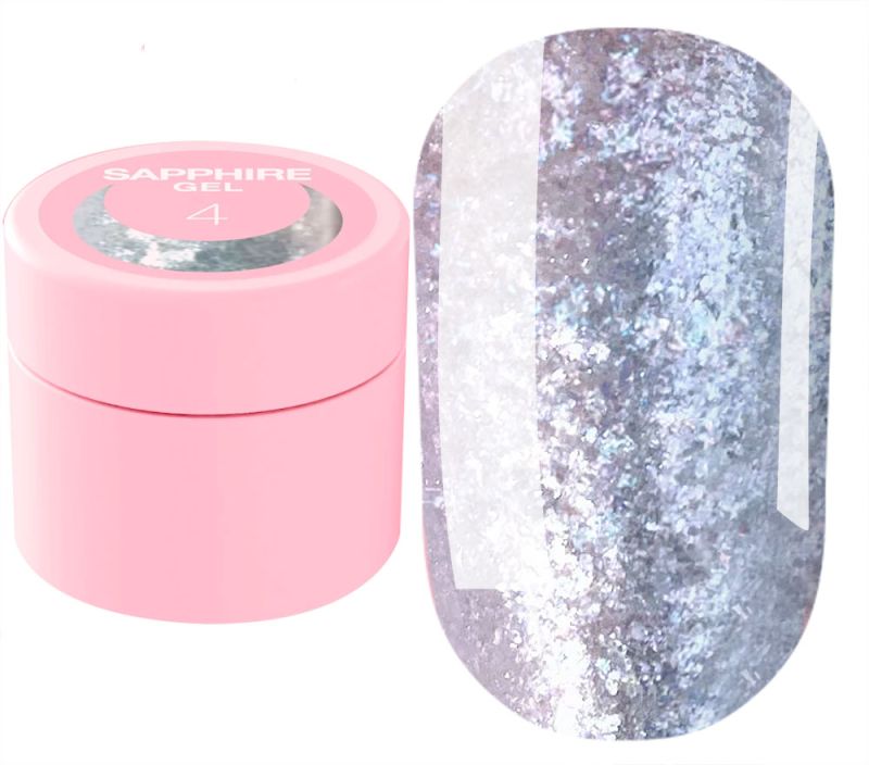 LUNA Гель блестки для дизайна Sapphire Gel №4, 5 мл
