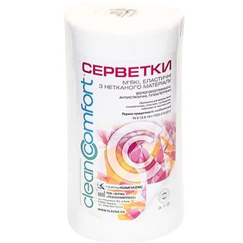 Clean Comfort Салфетки со спанлейса, 25 х 30 см, гладкие (100 шт/рул)