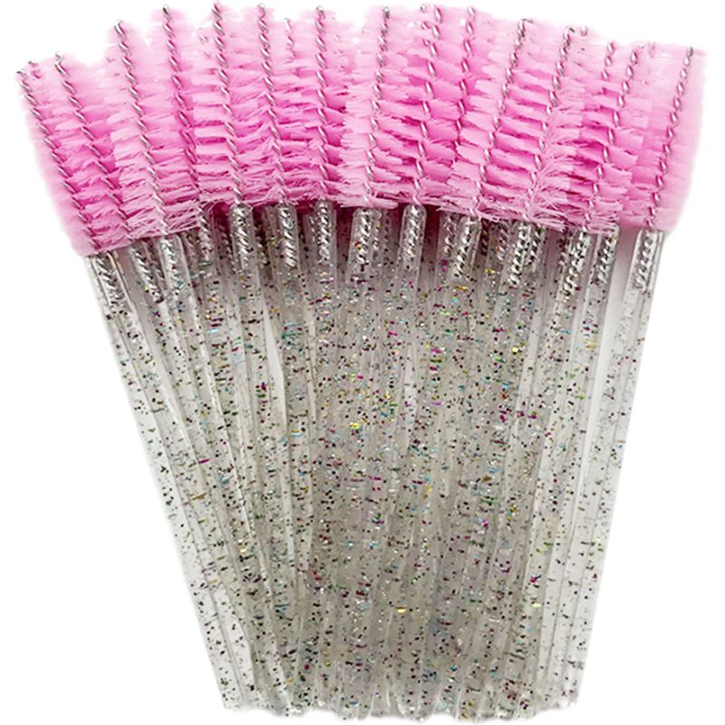 nylon - 50 pcs - розовая на прозрачной основе с разноцветными блестками