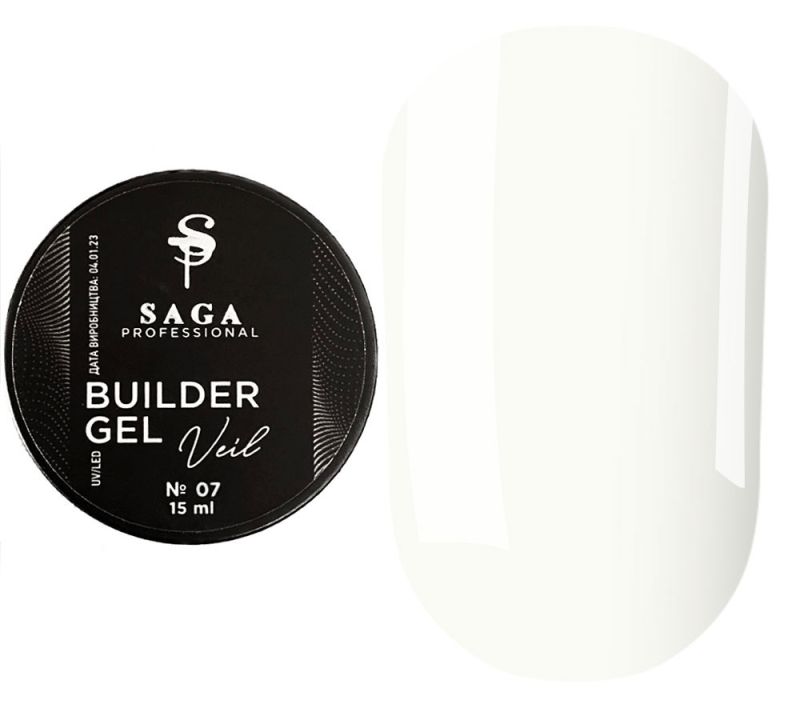 SAGA professional Builder Gel Veil 07 (молочный), 15 мл