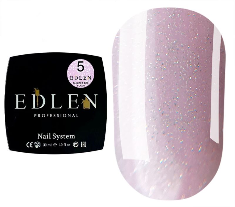 Edlen Гель для ногтей Builder gel Flash 05 (светлый лилово-розовый, светоотражающий), 30 мл