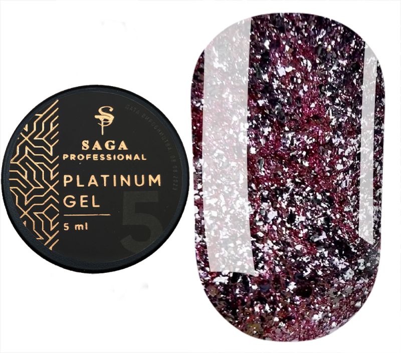 SAGA professional Platinum Gel № 05 (розовый, металлик), 5 мл