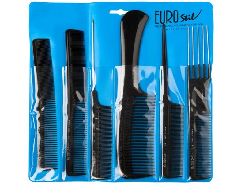 EUROstil Set of combs 6 pcs in a blue case