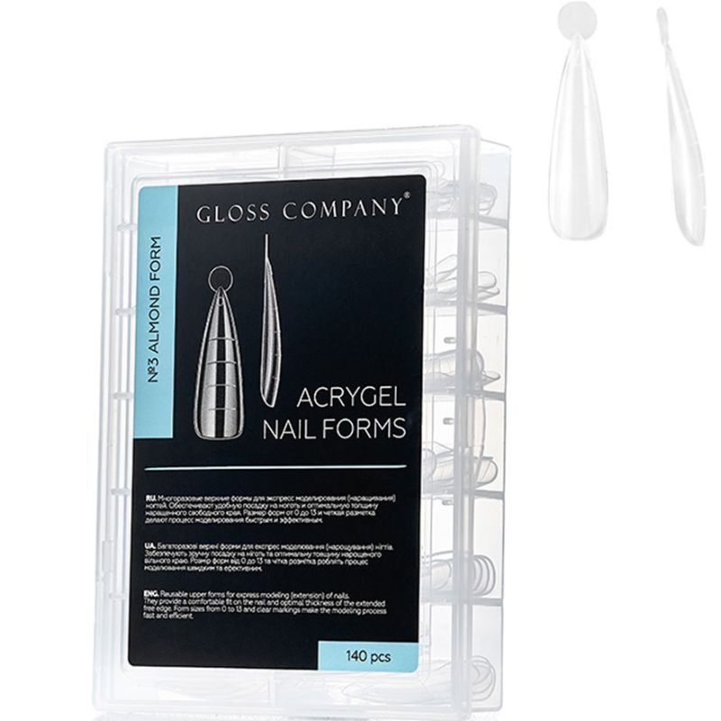 GLOSS Upper forms for extensions ALMOND FORM, 140 pcs