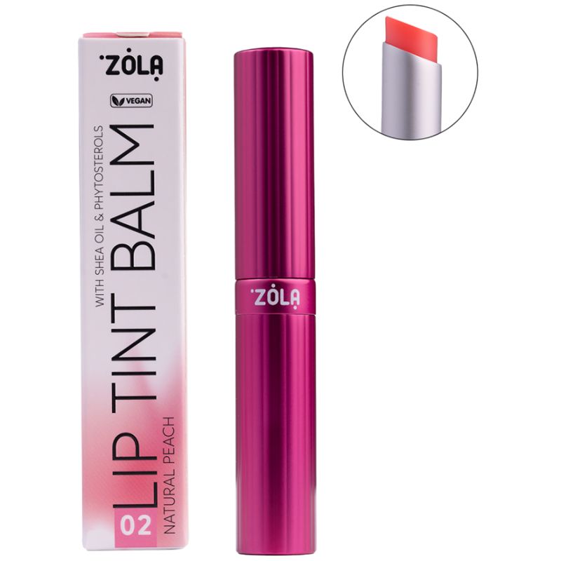 ZOLA Бальзам оттеночный для губ Lip Tint Balm (02 Peach Natural)