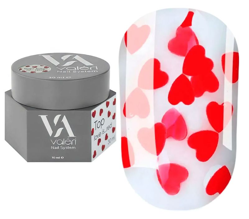 Valeri Топ для нігтів Top Love is... Red, 30 мл