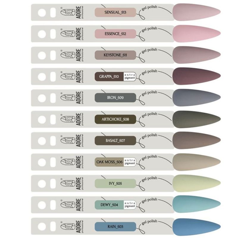 ADORE Professional Gel Polish 503 "rain" (gray-blue, enamel), 8 ml