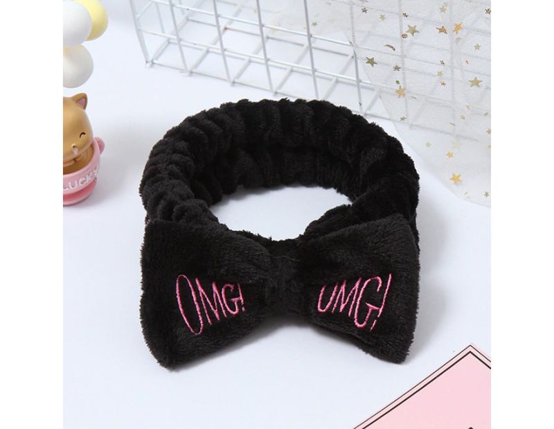Cosmetology hair band butterfly, black (bow 13 cm)