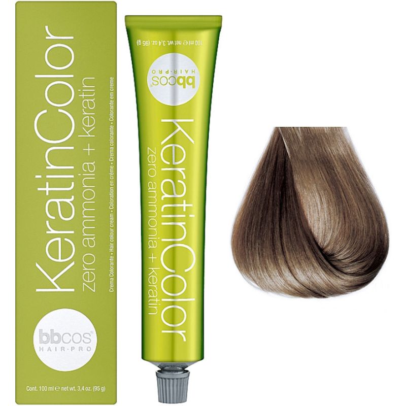 УЦЕНКА до 09.2026 Bbcos Keratin Color крем-краска для волос 8/7 блондин светло-бежевый, 100 мл