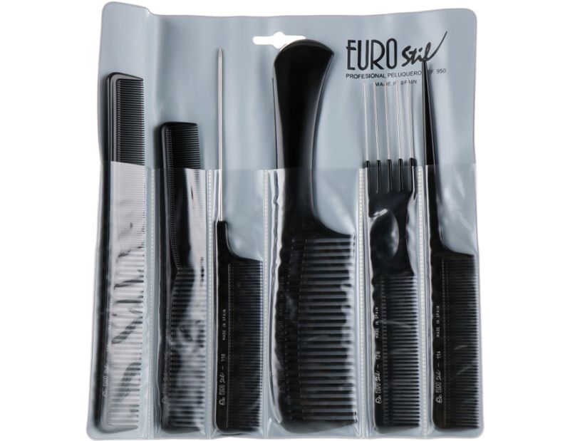 EUROstil Set of combs 6 pcs in a gray case