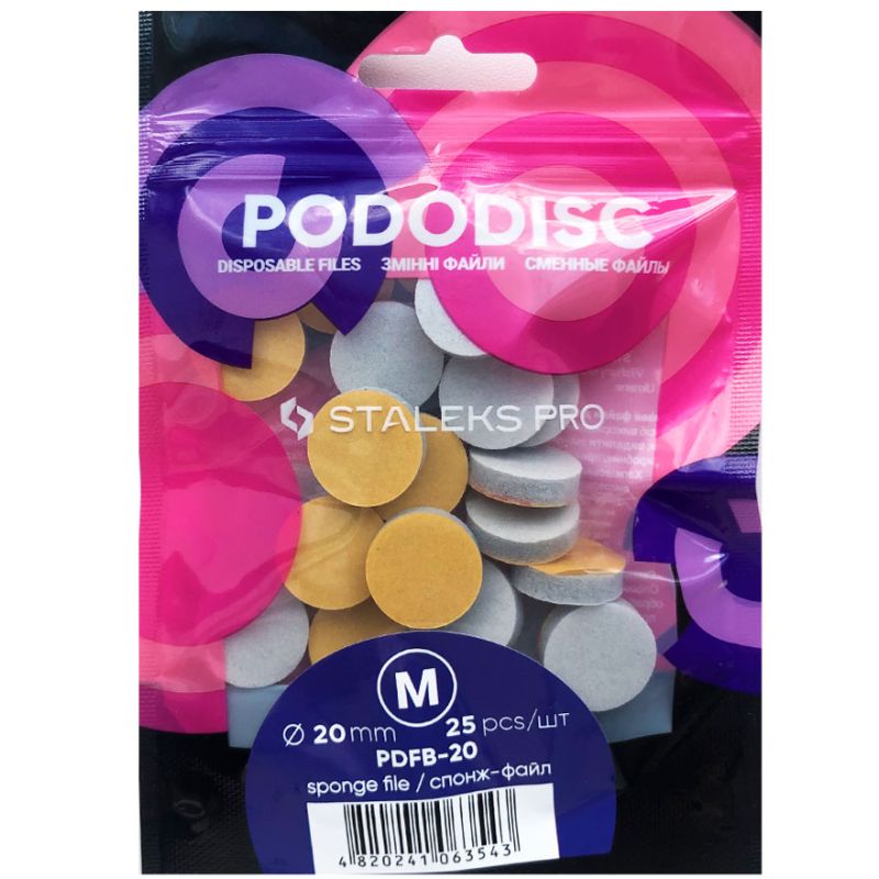 Sponge file polisher for pedicure disc STALEKS PRO PODODISC M (25 pcs)