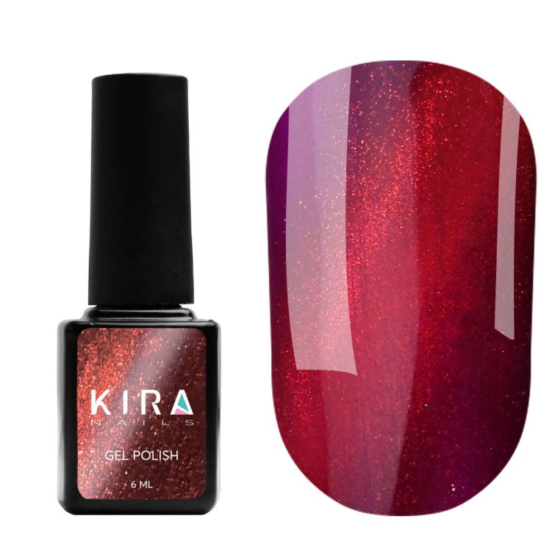 Kira Nails Cat Eye gel varnish No. 003 (red-violet, magnetic), 6 ml