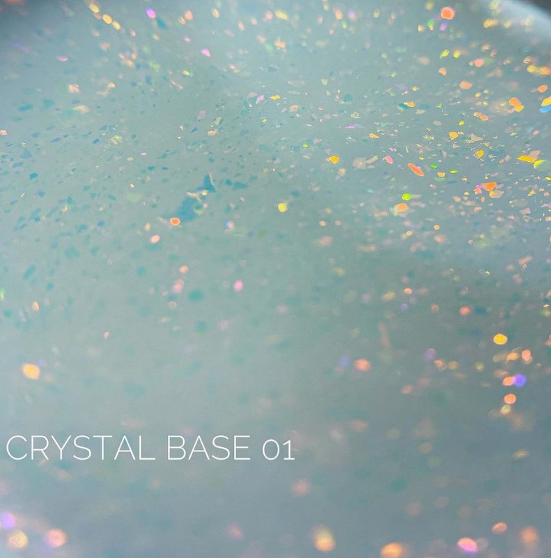 Grade Base for nails Crystal base 01 (transparent milky with multi-colored melt), 15 ml