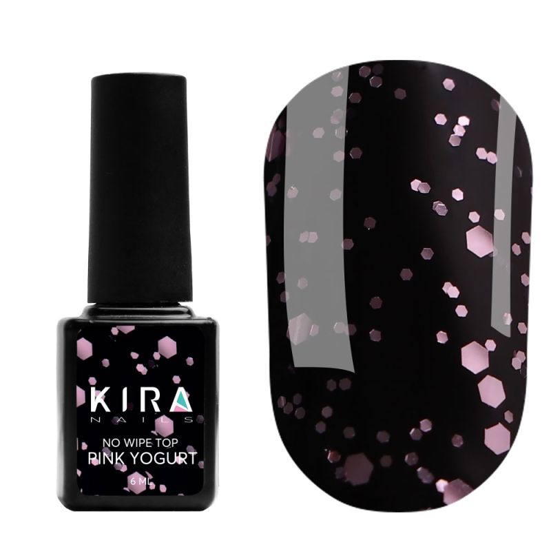 Kira Nails No Wipe Top Pink Yogurt - top without drugs with pink crumb, 6 ml