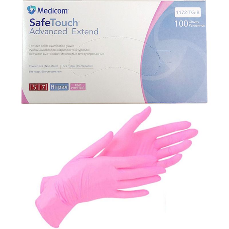 Medicom Рукавички нітрилові Extend Pink (S) 1172-TG 100шт/уп (50 пар), щільність 3,6 г