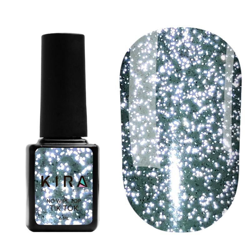 Kira Nails Tik Tok No Wipe Top Coat - reflective top without a sticky layer, 6 ml