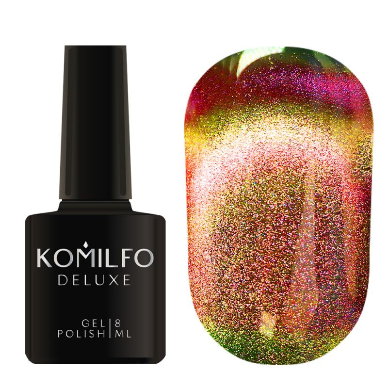 Gel Polish Komilfo 9D Cat's eye 001 (coral orange, magnetic), 8 ml
