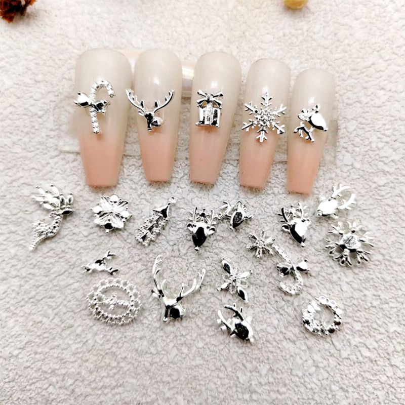 Декор для ногтей Metal Christmas accessory, Silver, Mixed, 20 шт в уп.