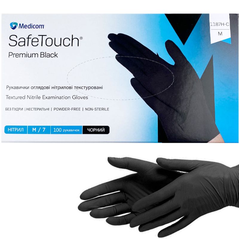 Medicom Nitrile gloves Black (M) 1187H 100 pcs/pack (50 pairs), density 5 g